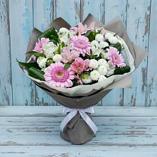 Букет цветов из:  Герберы, Альстромерии и Хризантемы в Синьково