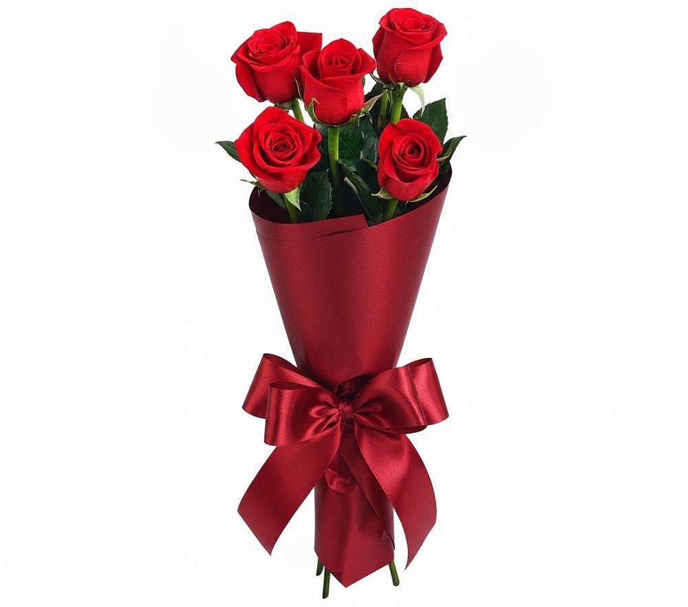Букет 5 Красных роз Эдлесс Лав в Синьково