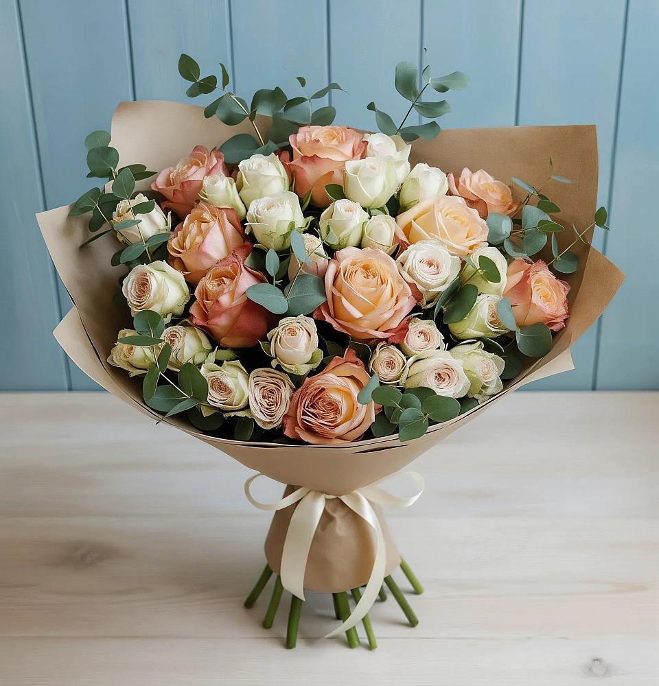 Букет цветов из: Альстромерии и Розы в Синьково