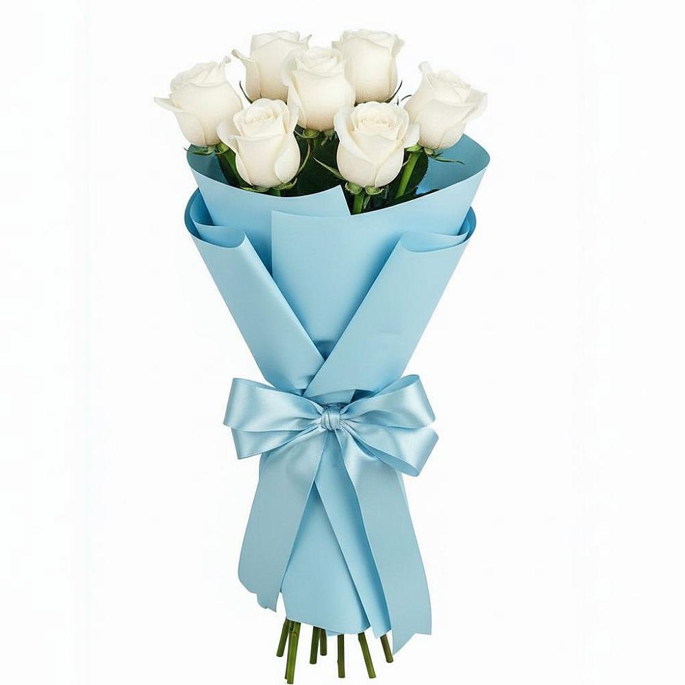 Букет 7 белых роз Проуд в Синьково