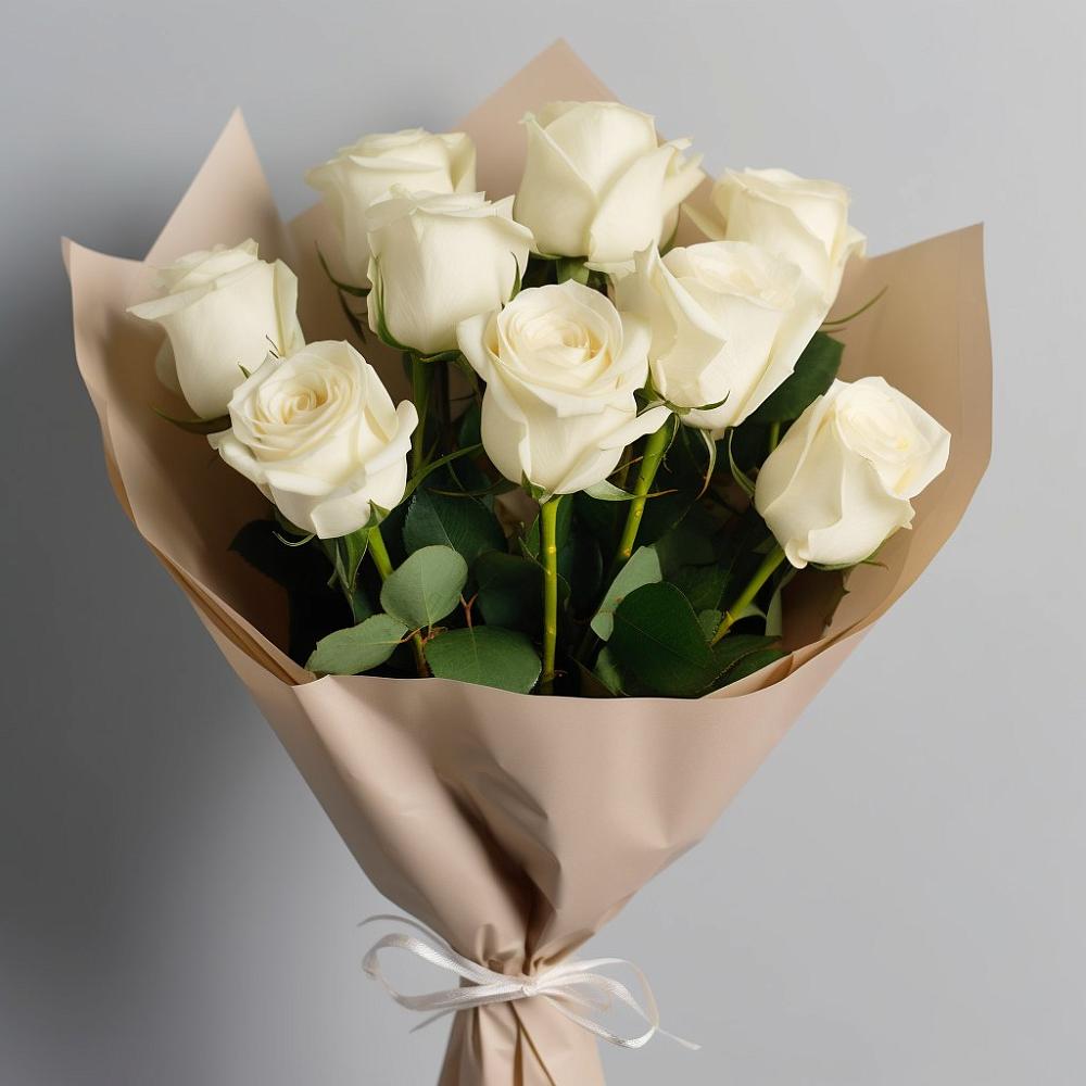 Букет 9 Белых роз Эдлесс Лав в Синьково