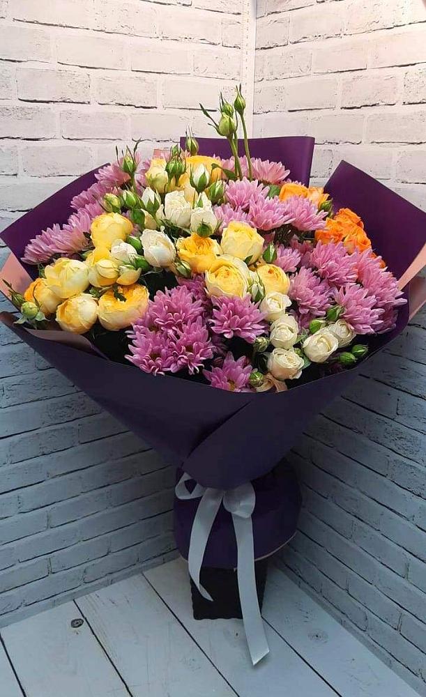 Букет цветов из: Хризантемы и Розы в Синьково