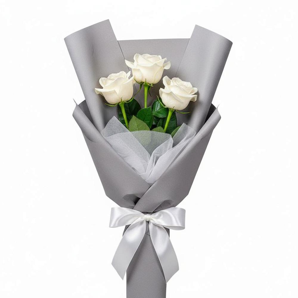 Букет 3 белые розы в Синьково