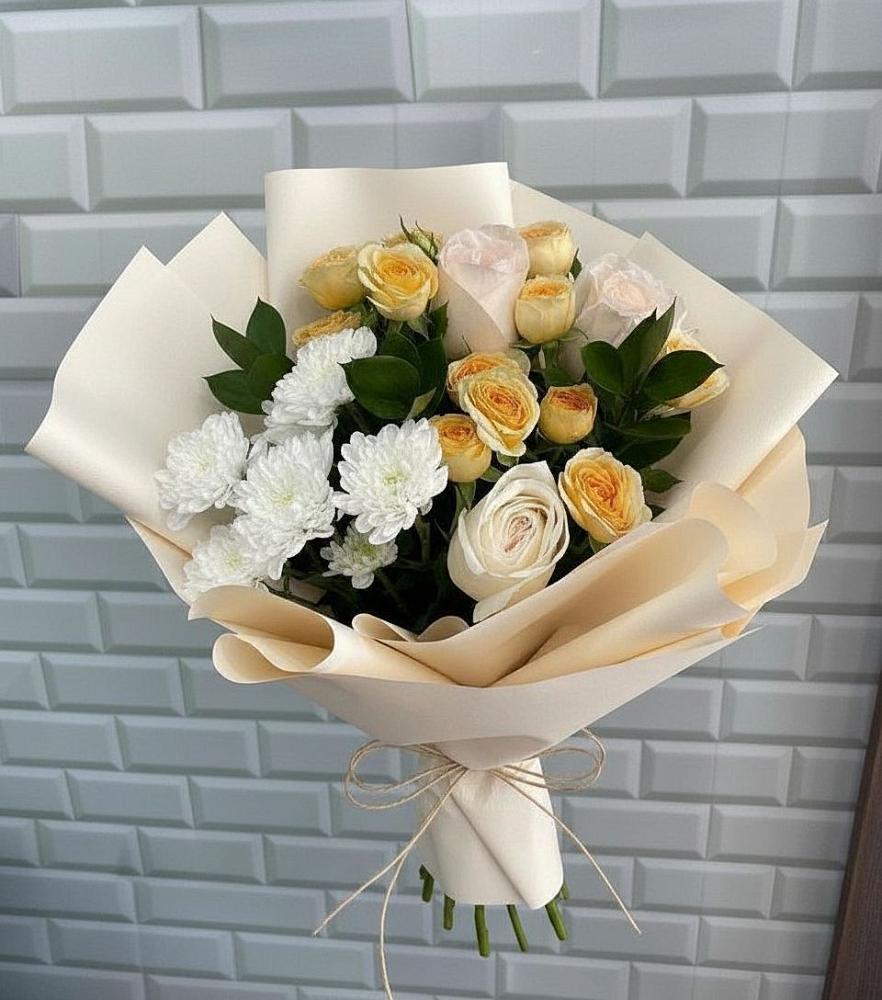 Букет цветов из: Розы и Хризантемы в Синьково