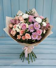 Букет цветов из:  Хризантемы, Розы и Альстромерии в Синьково
