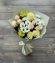 Букет цветов из:  Альстромерии, Розы и Хризантемы в Синьково