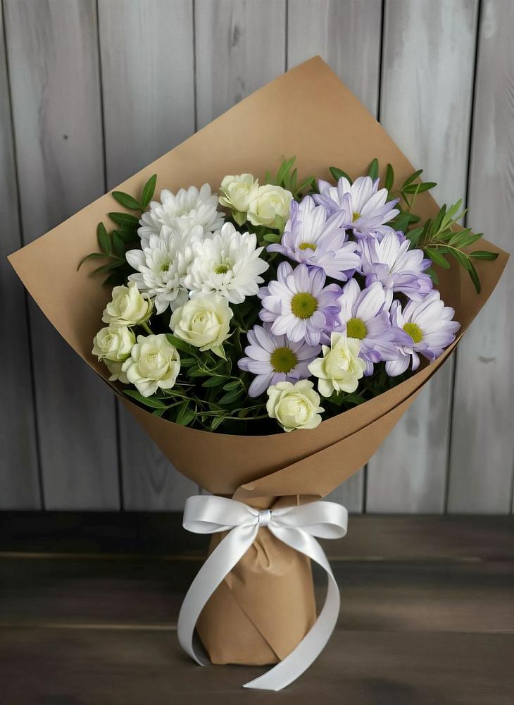 Букет цветов из: Хризантемы и Розы в Синьково